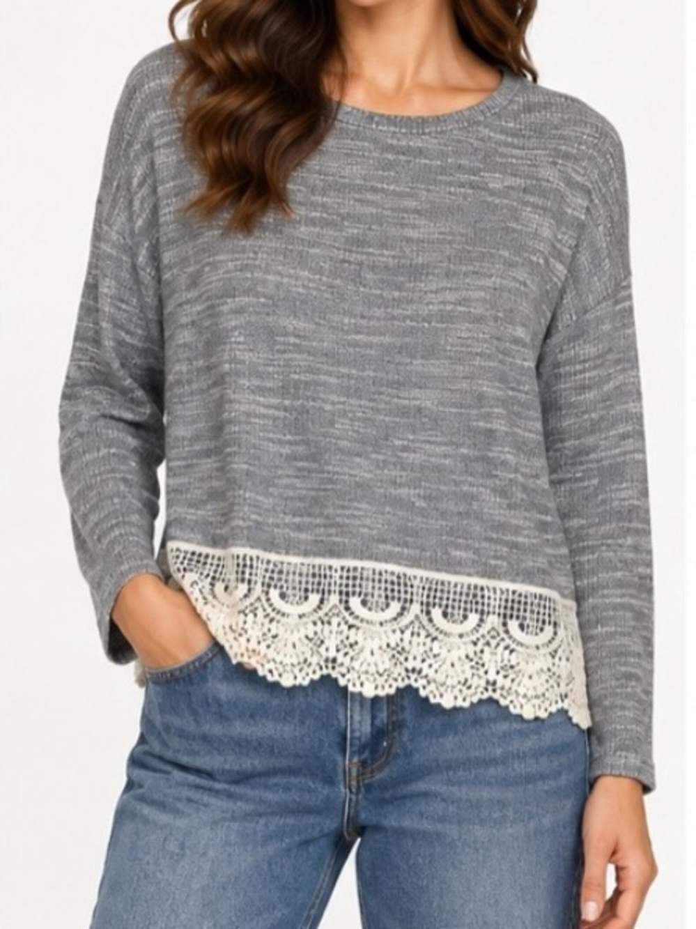 Hannah Top With Lace Trim